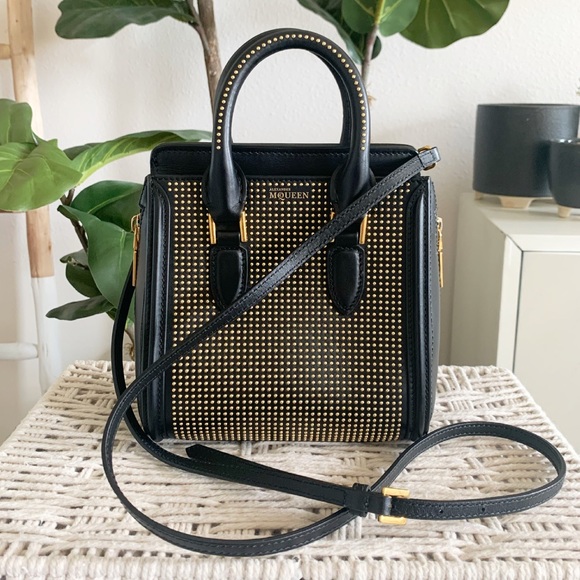 Alexander McQueen Leather Mini Heroine Black Gold Studded Tote - Picture 4 of 16